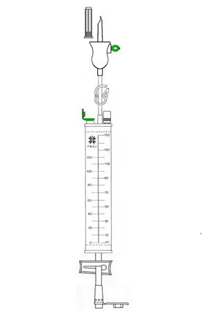 Sistema con cámara graduada 150ml y conector