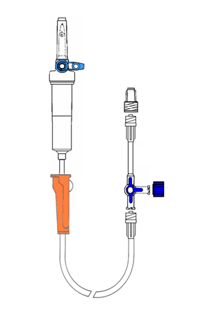 Sistema de administración de suero con filtro hidrofílico 15 µm