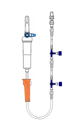 Sistema de administración de suero con filtro hidrofílico 8 / 15 µm