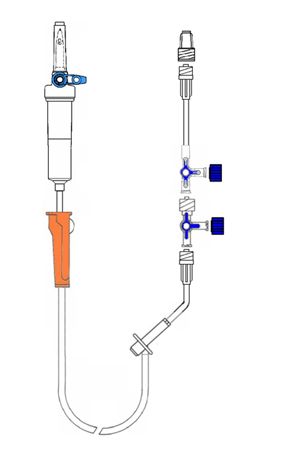 Sistema de administración de suero con filtro hidrofílico 8 / 15 µm