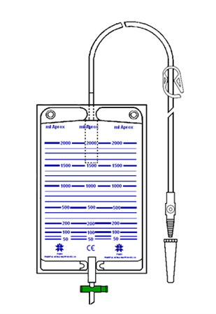 Bolsa colectora de orina 2000 ml válvula antirreflujo, llave y conector