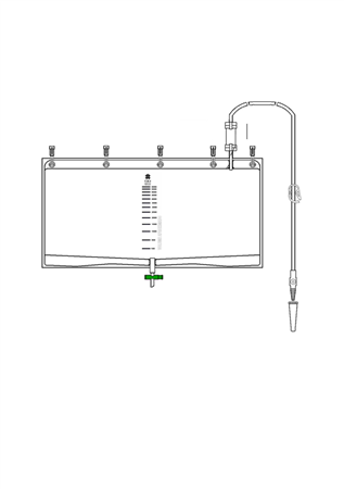 Bolsa colectora de orina capacidad 6000 ml, cámara PVC, punto para recogida aséptico y llave de descarga