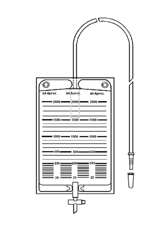 Bolsa colectora de orina 2000 ml con válvula antirreflujo y llave de descarga