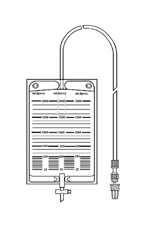 Bolsa colectora de orina 2000 ml con válvula antirreflujo, llave de descarga y terminación en Luer Lock móvil